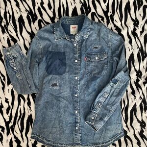 Levi's Patchwork Distressed Denim Shirt